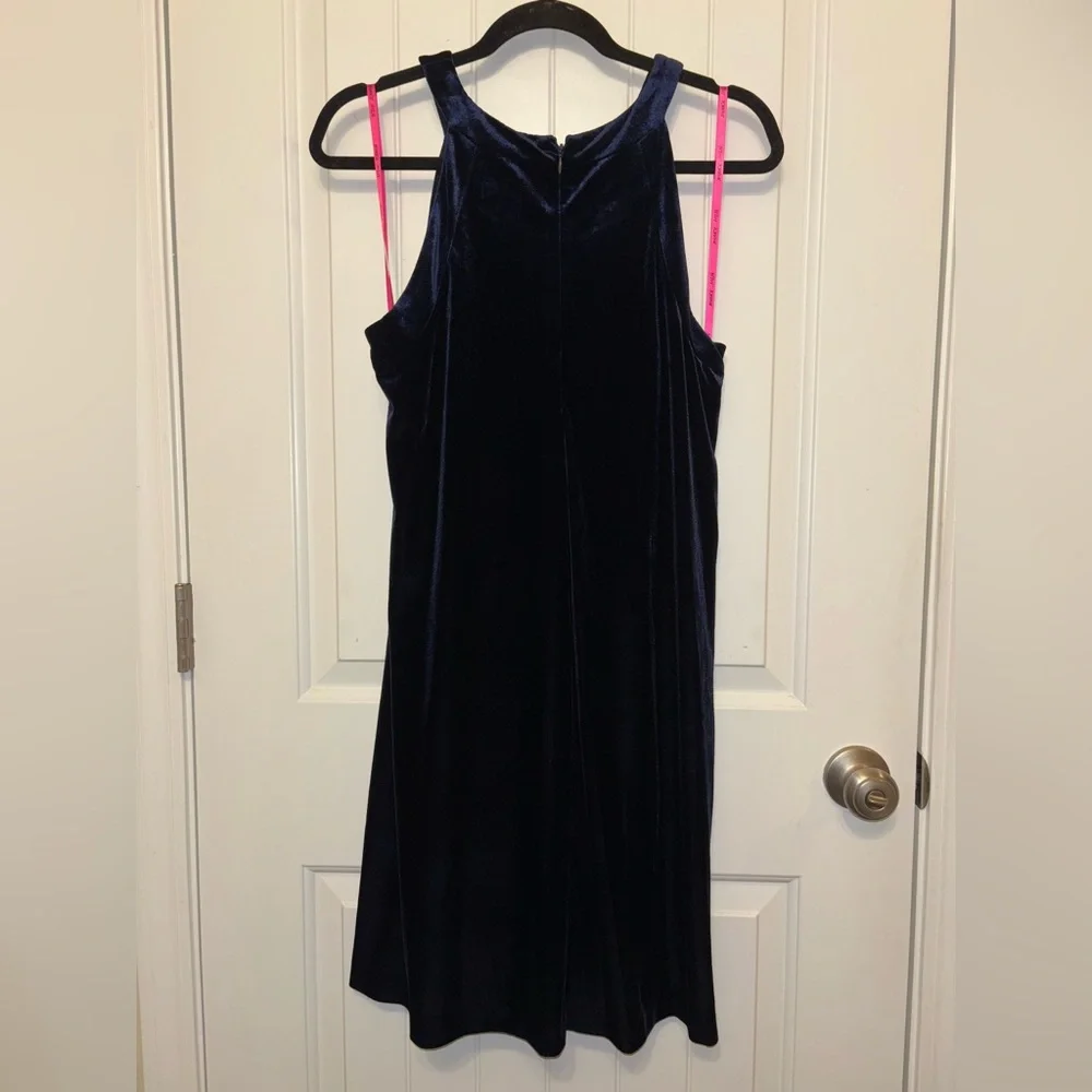 Betsey Johnson Blue Velvet Halter Swing Dress Size 10 - Picture 6 of 10